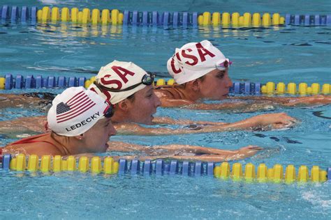 Us Olympic Swim Team Enjoys Crowd Of 300 Fans As They Practice At