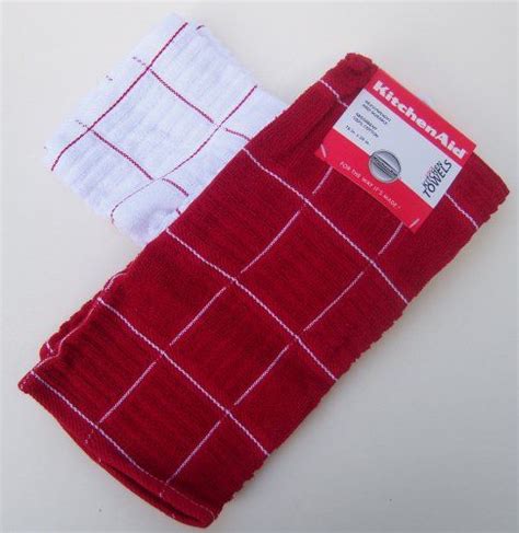 Kitchenaid 2 Pack Of Red And White Dish Towels 184584800093 White