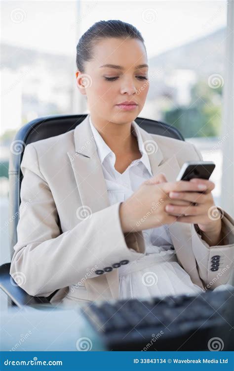 Peaceful Sophisticated Businesswoman Texting Stock Photo Image Of