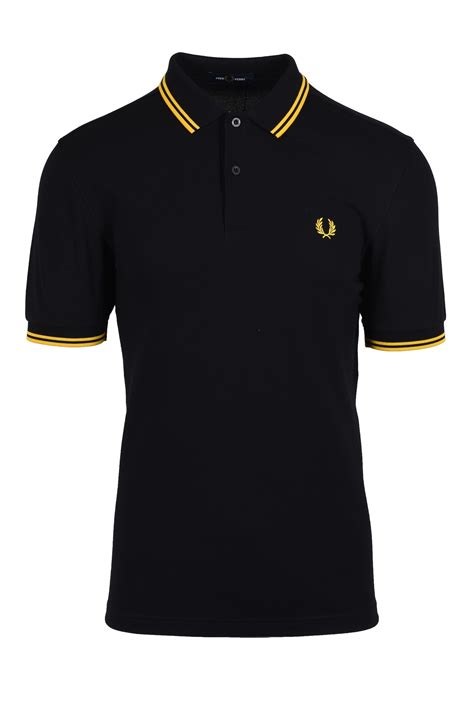 Fred Perry Twin Tipped Polo Shirt Blacknew Yellow M3600