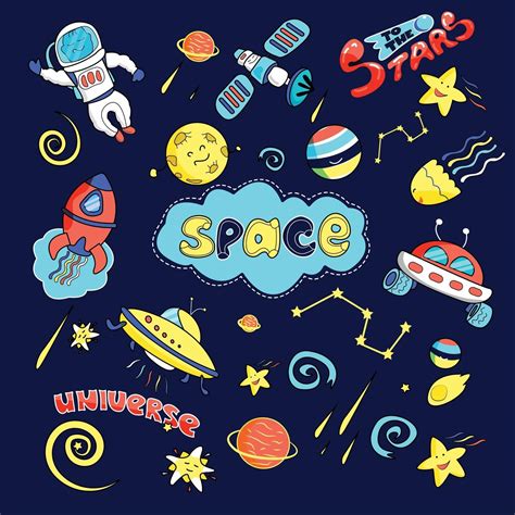 Space Set Vector Illustration In Cartoon Style 2140050 Vector Art At
