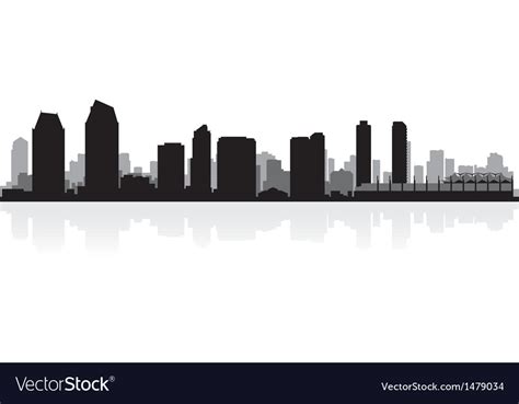 San Diego Usa City Skyline Silhouette Royalty Free Vector