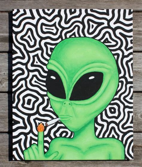 Got A Light Original Hand Painted Alien Art By Trippedoutart 8000