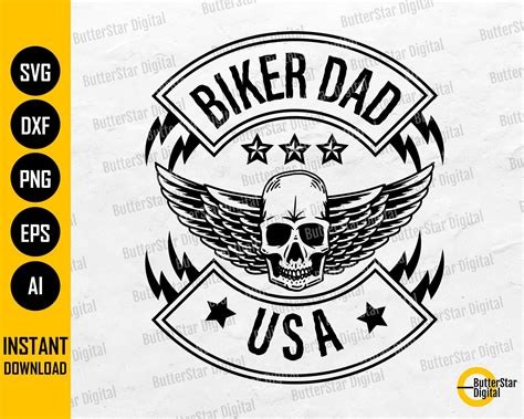 Usa Biker Dad Svg Skull American Biker Svg Motorcycle Etsy