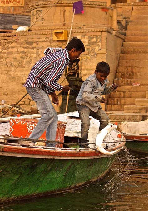 Land The Catch Boys Fishing In The Ganges Varanasi Incredible
