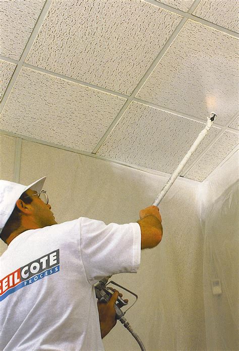 If you want to conserve the nrc qualities then you will have to use a specific kind of paint. Ceiling spray painting by CEILCOTE | Ceilcote | Paint ...