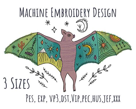 Bat Embroidery Design For Machine Embroidery 3 Sizes 10 Etsy Israel