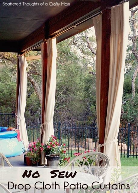 Diy Patio Curtains From Drop Cloths With No Sewing Scattered