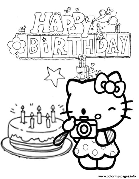 Happy birthday coloring pages for girls these beautiful birthday coloring pages are for kids who love all things unicorns, mermaids, llamas and princesses! Hello Kitty Cake And Star Birthday Coloring Pages Printable