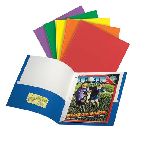 2 Pocket Paper Folders With Prongs Assorted Colors Pack Of 10