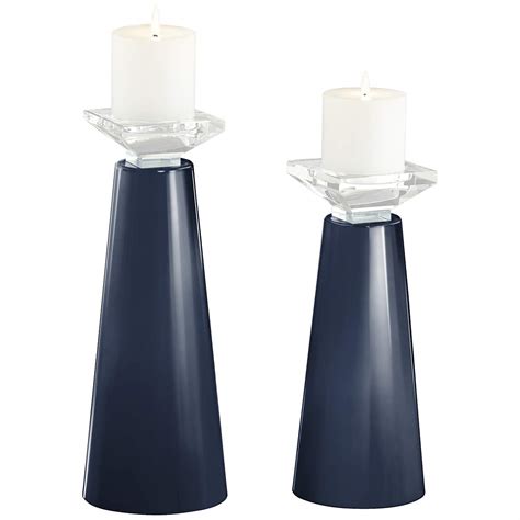 Meghan Naval Glass Pillar Candle Holders Set Of 2 53k11 Lamps Plus