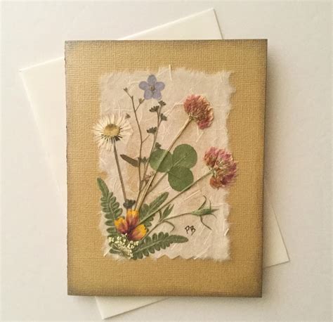 Northwest Wildflowers Card Dried Pressed Flower Card Boho Etsy