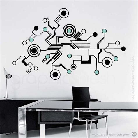 Wall Decals Large Tech Shapes Abstract Circuit Shaped Vinyl Art