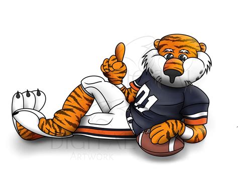 Auburn Tigers Mascot Aubie Drawing Digital Print Png Etsy