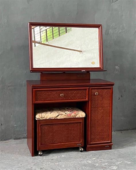 Koizumi Vintage Wood And Solihiya Vanity Desk Set Furniture And Home