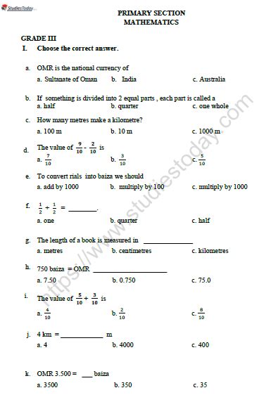 Cbse Class 3 Mathematics Worksheet Set R