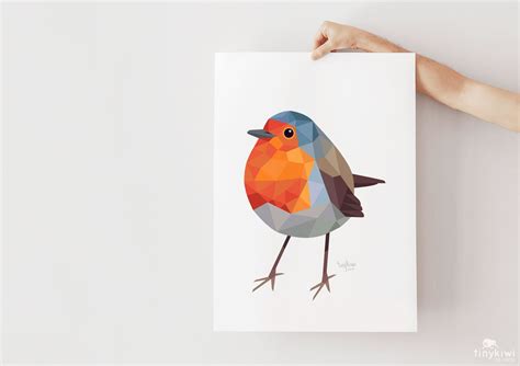 Robin print, Robin illustration, Robin painting, Robin art, Cute bird art, Bird art, Woodland 