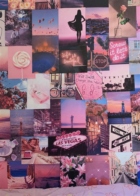 Pink Aesthetic Pretty Large A4 Size Wall Collage Kit Room Etsy Uk
