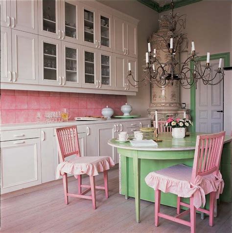 Pink And Green Shabby Dining Chic Kitchen Green Kitchen Kitchen Dining