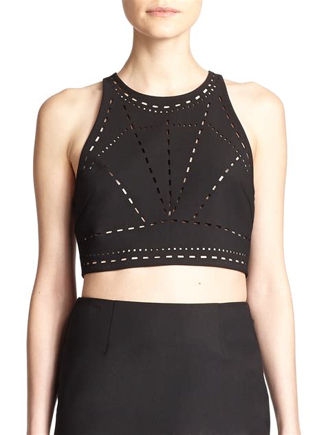Lyst Elizabeth And James New Upton Laser Cut Cropped Top In Black