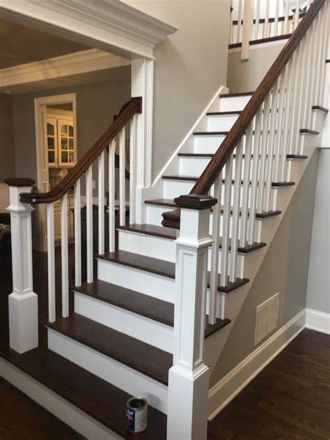 Glen Ellyn Foyer Staircase Updating Replacing Traditional Spindles With Square Replacing