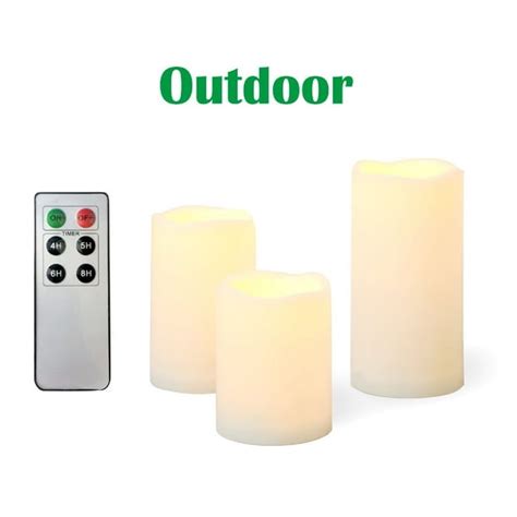 Candle Choice 3 Pcs Outdoor Flameless Candles With Remote And Timer