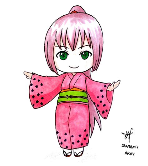 082 Chibi Japanese Girl With Kimono By Darmantoardy On Deviantart