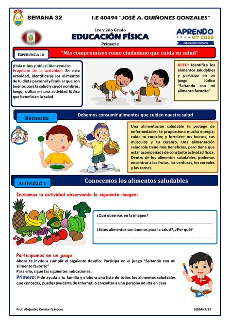 Sesion De Aprendizaje Los Alimentos Para Segundo Grado De Primaria