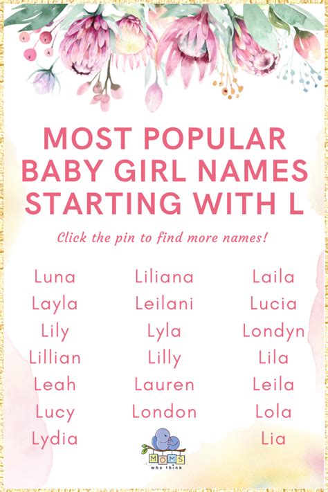 Here are hundreds of girls names, from aaliyah to zyana. Baby Girl Names That Start With L