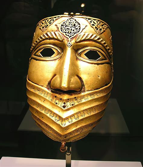 brass war mask with arabic inscription on the forehead iran 16th century [850x990] r