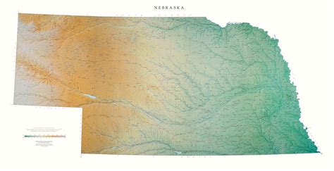 Nebraska Topographical Wall Map By Raven Maps 33 X 64