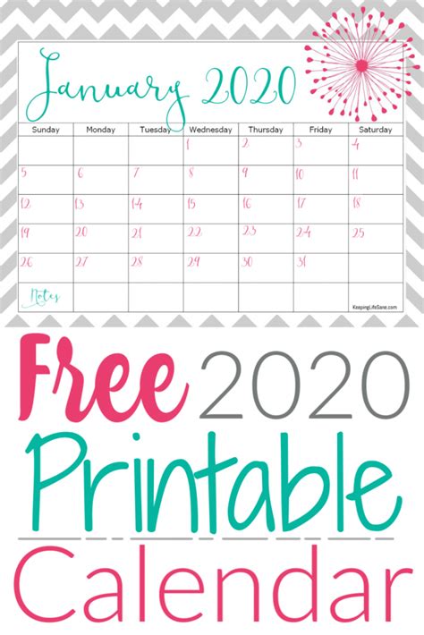 Cute Free 2020 Printable Calendar Free Calendar Calendar Blank Calendar