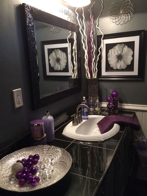 Black And Grey Bathroom With Lavender Accents Gray Bathroom Decor