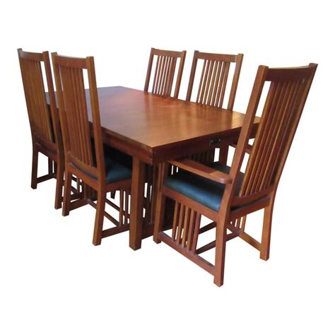 Kimball Mission Style Arts And Crafts Dining Set 7 Pieces Chairish