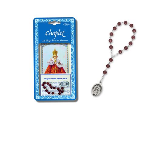 Infant Of Prague Chaplet Dark Red Glass Beads Holy Card 055 Fc