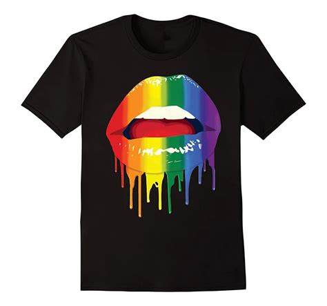 Hot Selling 100 Cotton Tee Shirts Mens Short Sleeve Fashion 2018 Crew Neck Dripping Lips Pride