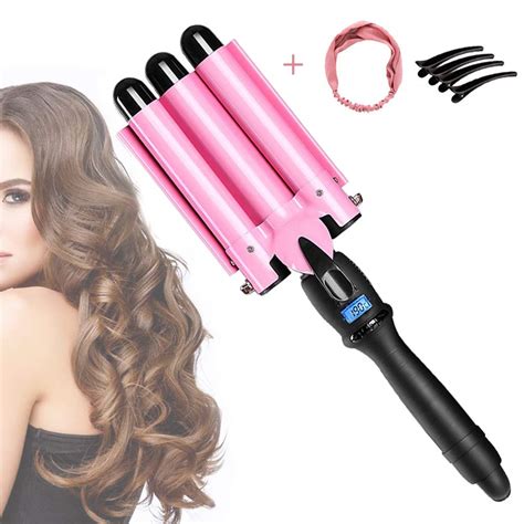 Hair Curling Iron Wand 3 Barrel Waver Curler With Lcd Display 13