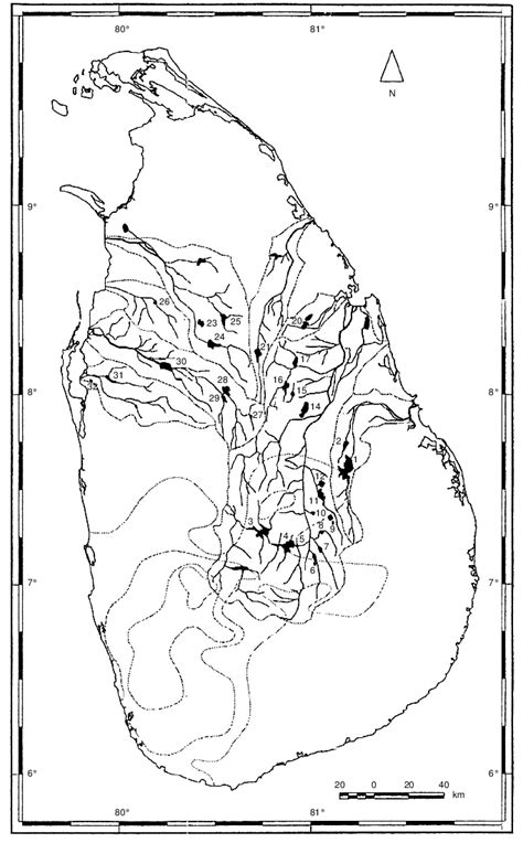 Map Of Sri Lanka Showing Study Sites In Eight River Basins Download