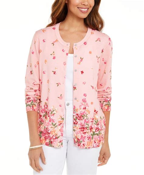 karen scott floral print cardigan created for macy s and reviews sweaters women macy s in