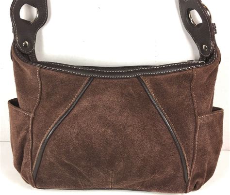 Tignanello Brown Suede Leather Shoulder Bag Women S Bags Handbags