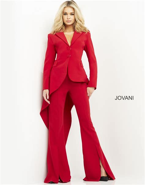 Jovani Red Two Piece Ready To Wear Pant Suit