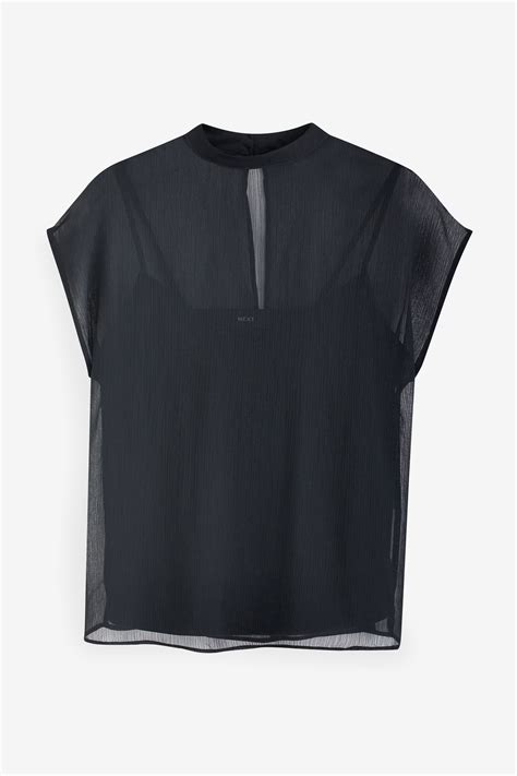 Buy Black Sheer Layer Cap Sleeve Top From Next United Arab Emirates