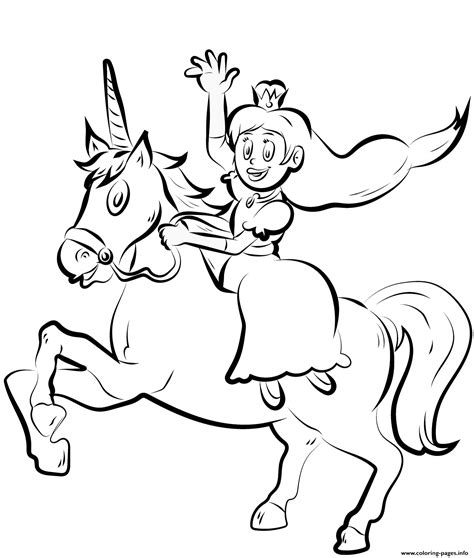 Princess Riding A Unicorn Coloring Page Coloring Pages