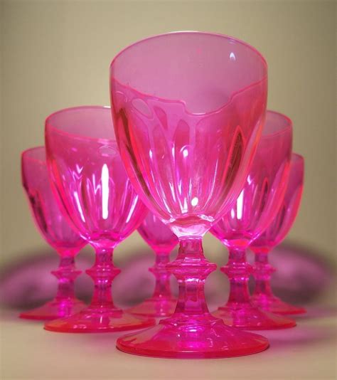 By the 1850s uranium as a colorant had become very popular throughout western europe [2, p. SCARCE Set of 6 Vintage Pink Vaseline / Uranium Glass ...