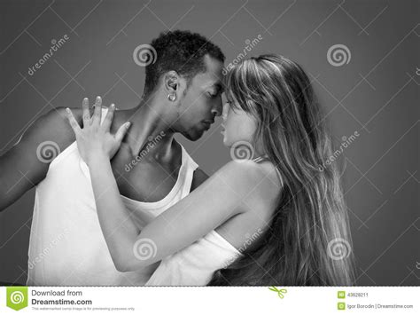 Monochrome Portrait Of A Passionate Couple Stock Image Image Of