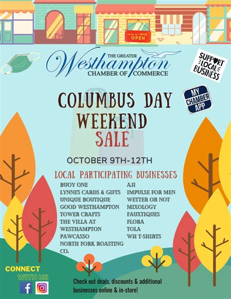 Columbus Day Weekend Sale The Greater Westhampton Chamber Of Commerce