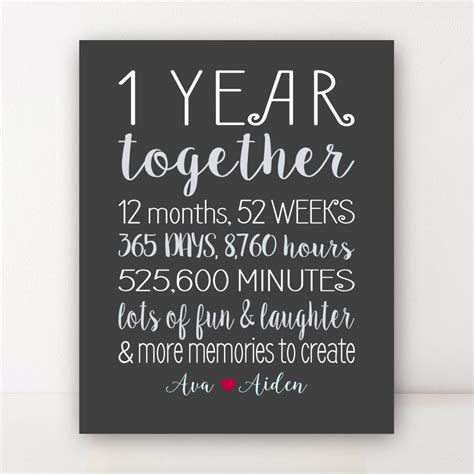 One Year Anniversary T 1st Anniversary Together Personalized
