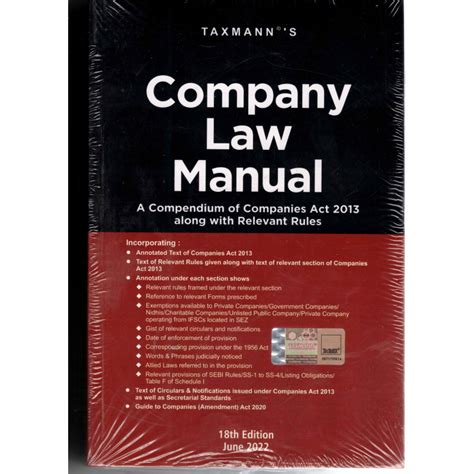Taxmann Company Law Manual A Compendium Of Companies Act 2013 Along