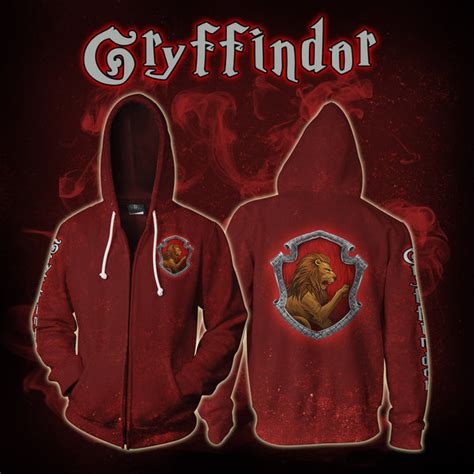 Gryffindor Logo Harry Potter 3d Zip Up Hoodie Moveekbuddyshop