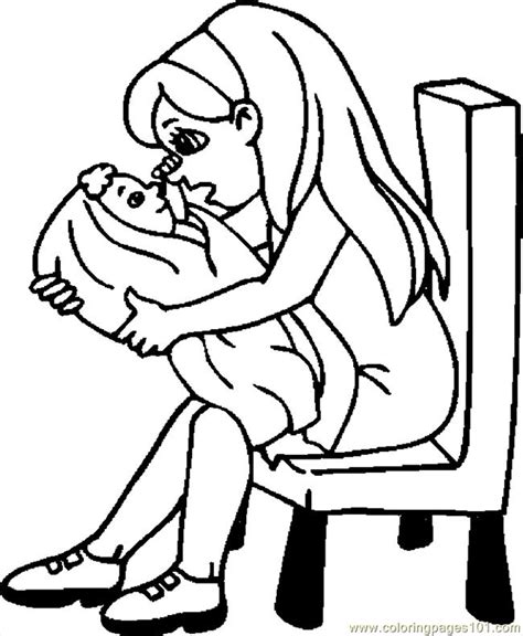 Girl And Baby Coloring Page Free Others Coloring Pages